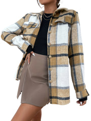 Plaid Button Front Jacket for Fall & Winter