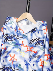 Graffiti Pattern Boy's 2pcs Hoodie & Sweatpants Set Tie Dye Casual Outfits