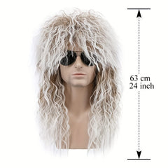 Dai Cloud 203 2cms Rocker Brown Gradient Wigs For Men Long Curly Mullet Wig