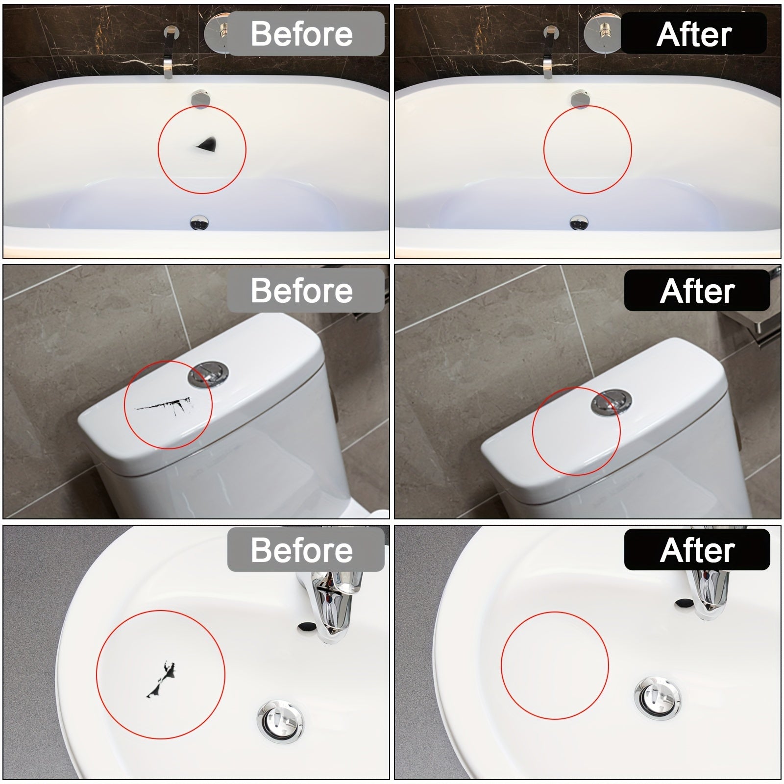 LANBOKIT Tub Tile Shower Repair Kit - Porcelain Bathtub Chips Holes Scratchs Fib
