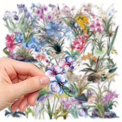 50pcs Orchid Flower Cartoon Stickers for DIY Crafts Suitcases Water Bottles