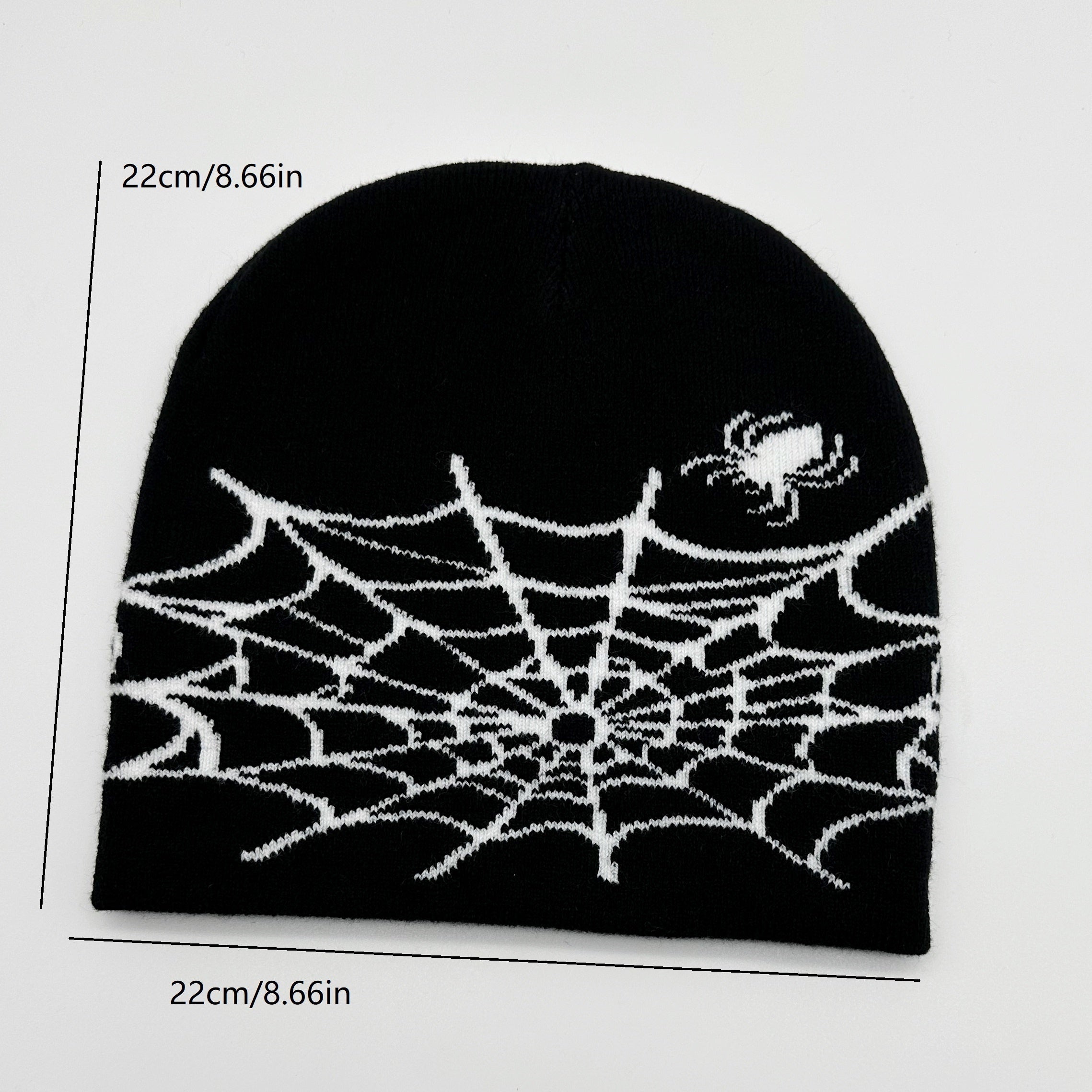 Fashionable Ear Protection Knit Beanie Hat Spider Web Embroidery
