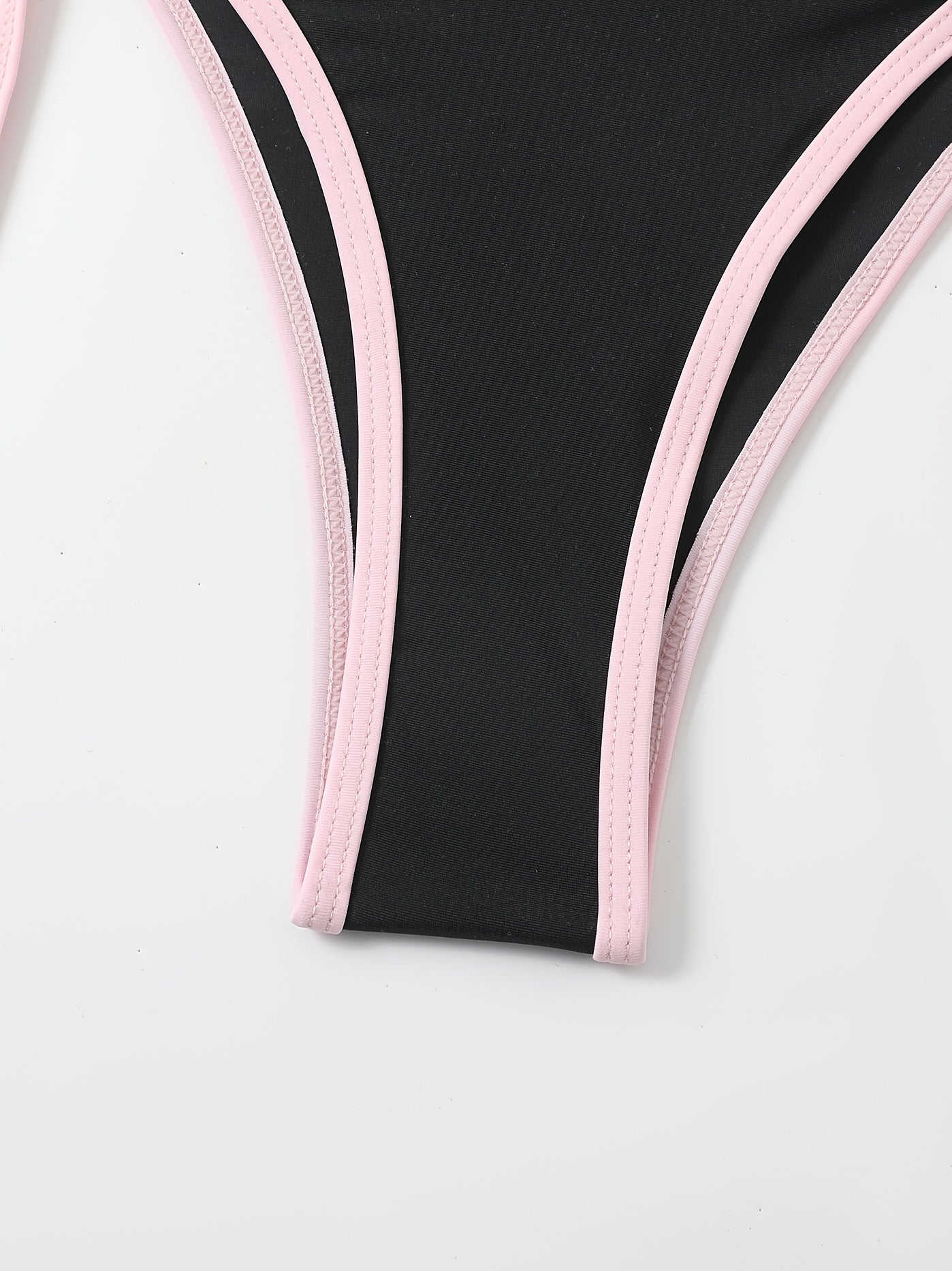 Pink Triangle Halter Neck Two Piece Bikini Sets