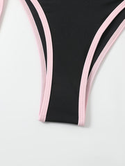 Pink Triangle Halter Neck Two Piece Bikini Sets