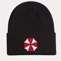 Protective Umbrella Embroidery Knit Hat for Winter