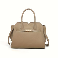 Leather Women's Shoulder Bag with Detachable Strap Grey