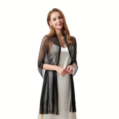 Glitter Tassel Shawl Hollow Out Wrap Sunscreen Beach Towel Cape