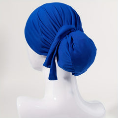 Solid Tied Turban Cap Long Hair Head Wrap Casual Hijab Head Scarf