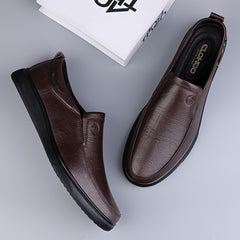 CLOHOO Men's Leather Slip On Soft Insole Casual Dress Shoes
