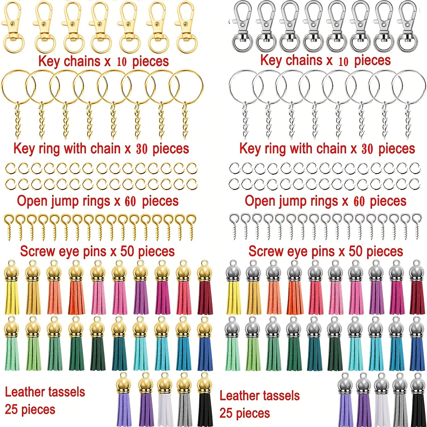 350pcs DIY Keychain Fringe Set for Crafts Christmas Halloween
