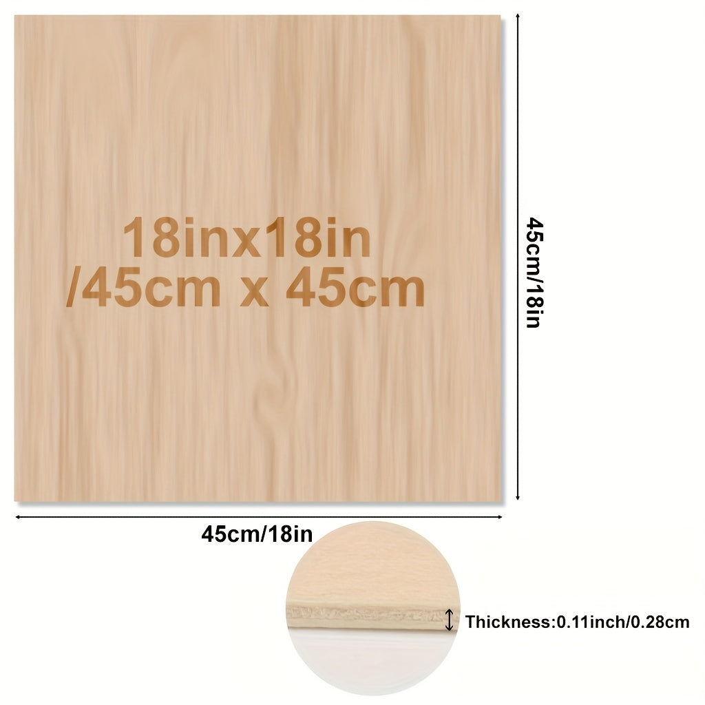 Unfinished Wood Sheet 18x18in 45.2mm Thick Blank Wood Cutting Paper for Crafts