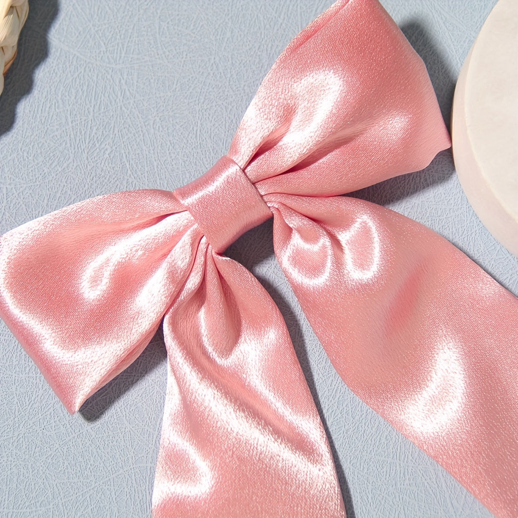 Satin Silky Bow Hair Clip Back Head Clip Hair Accessories for Women