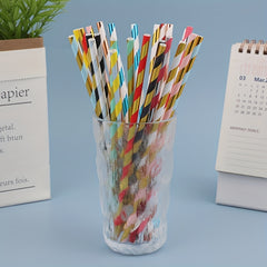 25pcs Glossy Spiral Stripes Paper Straws Disposable Drinking Straws