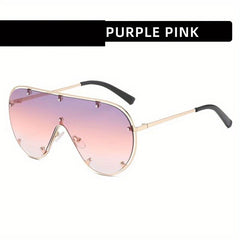 Y2K Shield Sunglasses Rivet Gradient Sun Shades UV400
