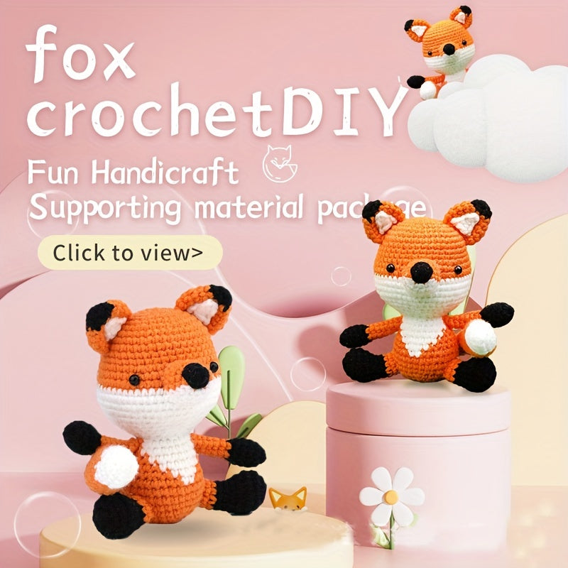 Hand Knitted Fox Doll Crochet Wool Set with Instruction Manual and Video