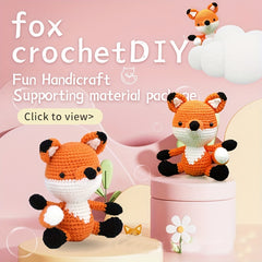 Hand Knitted Fox Doll Crochet Wool Set with Instruction Manual and Video