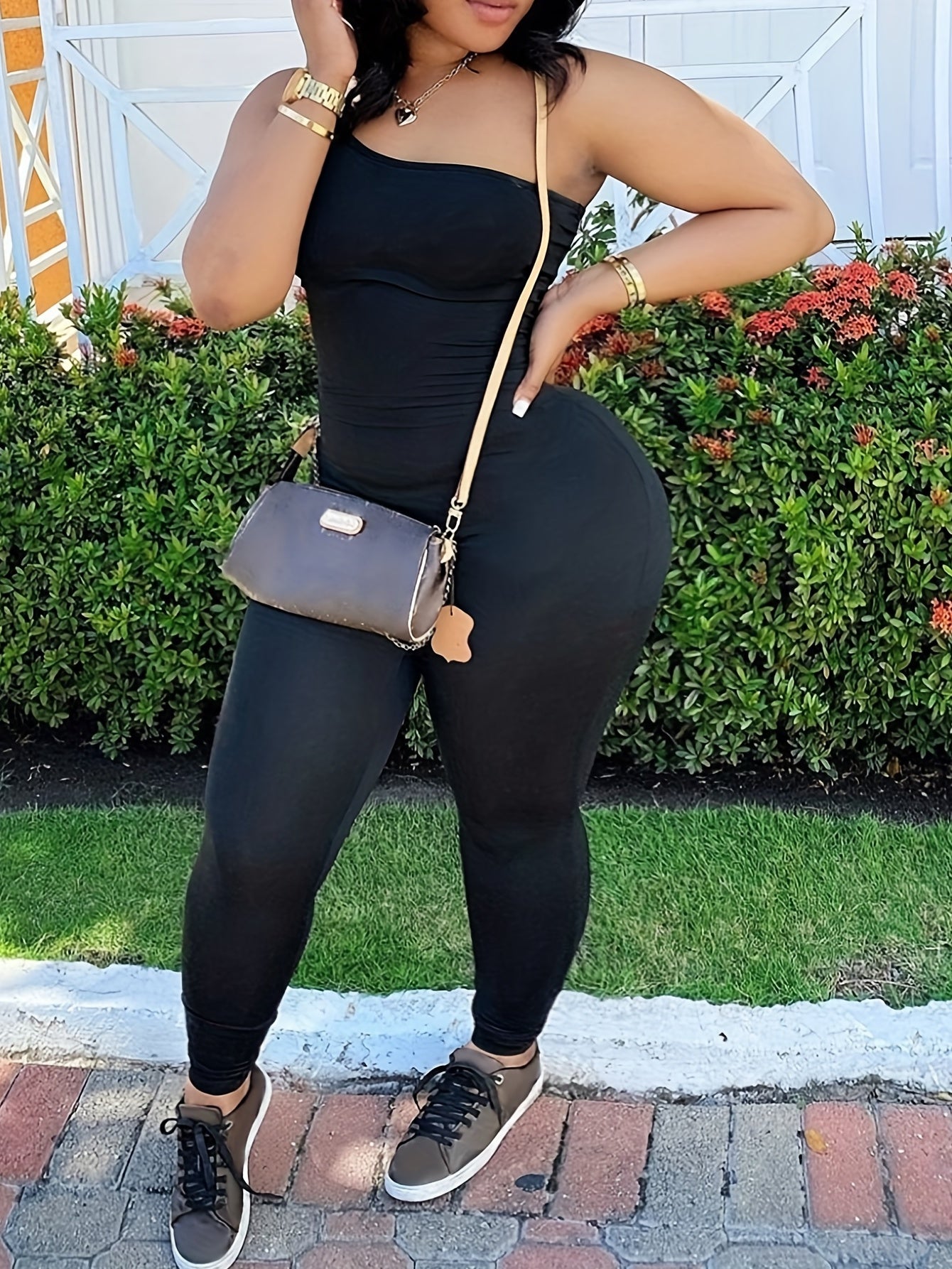 One Shoulder Stretch Jumpsuit