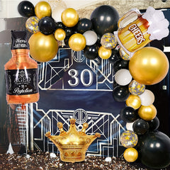 Golden Flower Garland Balloon Arch Kit Whiskey Bottle Beer Cup Balloons
