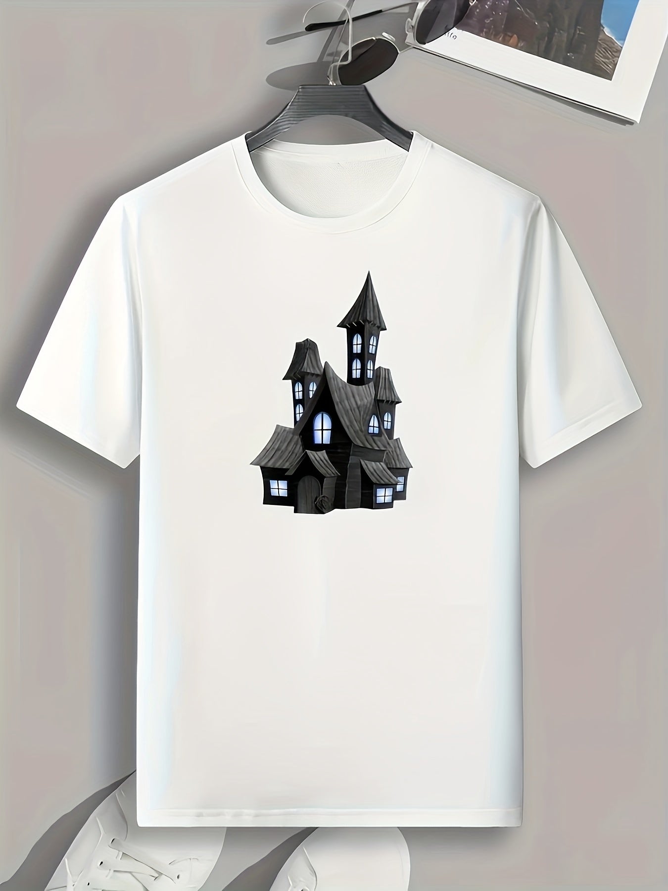 House Print Men's Graphic T-shirt for Summer