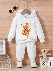 Bear Toy & FUTURE Print Baby Sweatshirt Trousers Set