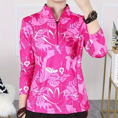 Zipper Long Sleeve Sports Tee Quick Dry Moisture Wicking Activewear