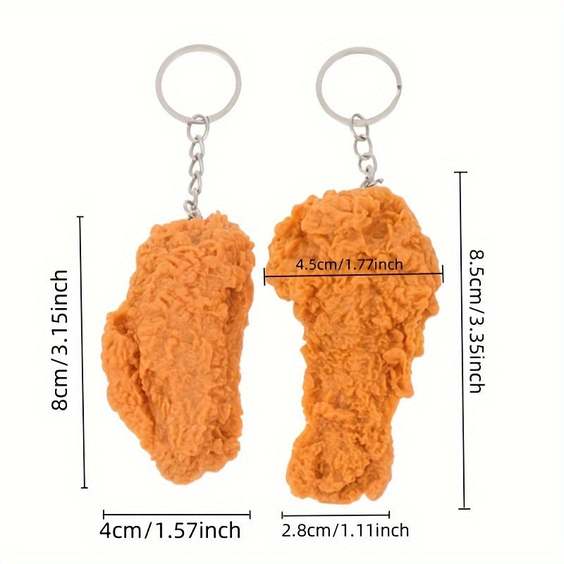 2pcs Fried Chicken Leg Keychain Pendant Funny Car Keychain