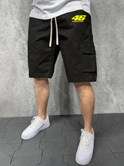 Men's Casual Solid Stretch Knee Long Elastic Waist Drawstring Shorts