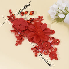 Red Flower Head Piece Rhinestone Bridal Hair Accessory
