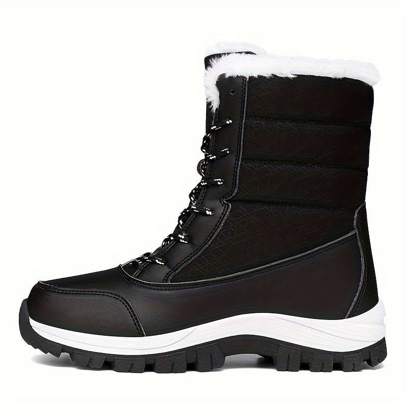 Women's Thermal Fleece Snow Boots Winter Outdoor Lace Up Hiking Boots