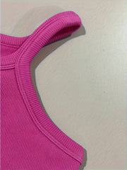 Ribbed Solid Sports Tank Top Sleeveless Yoga Running Top