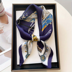 Carriage Horse Print Silk Neckerchief Bandana Women Head Wrap