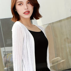 Solid Knit Cardigan 3/4 Sleeve Sweater