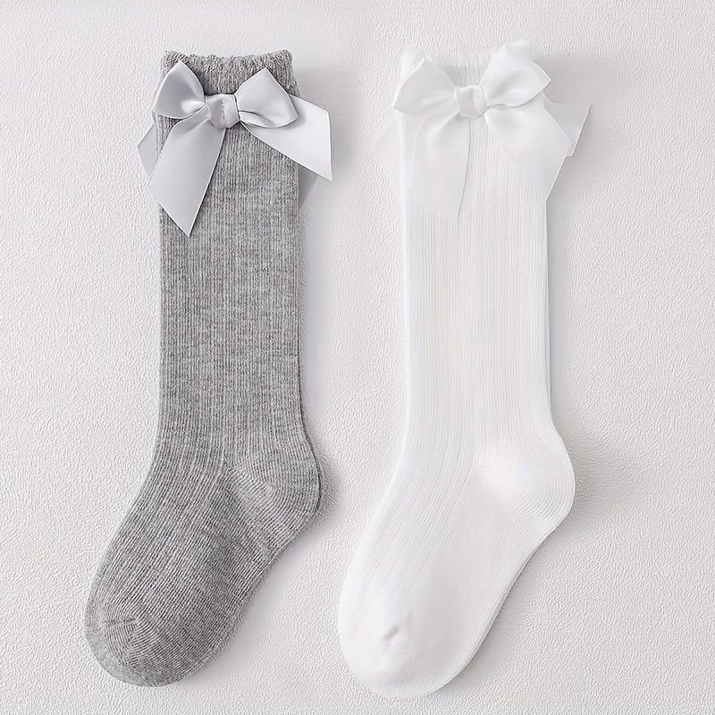 2pairs Baby Girls Kids Bowknot Princess Socks Spring Autumn Children's Socks