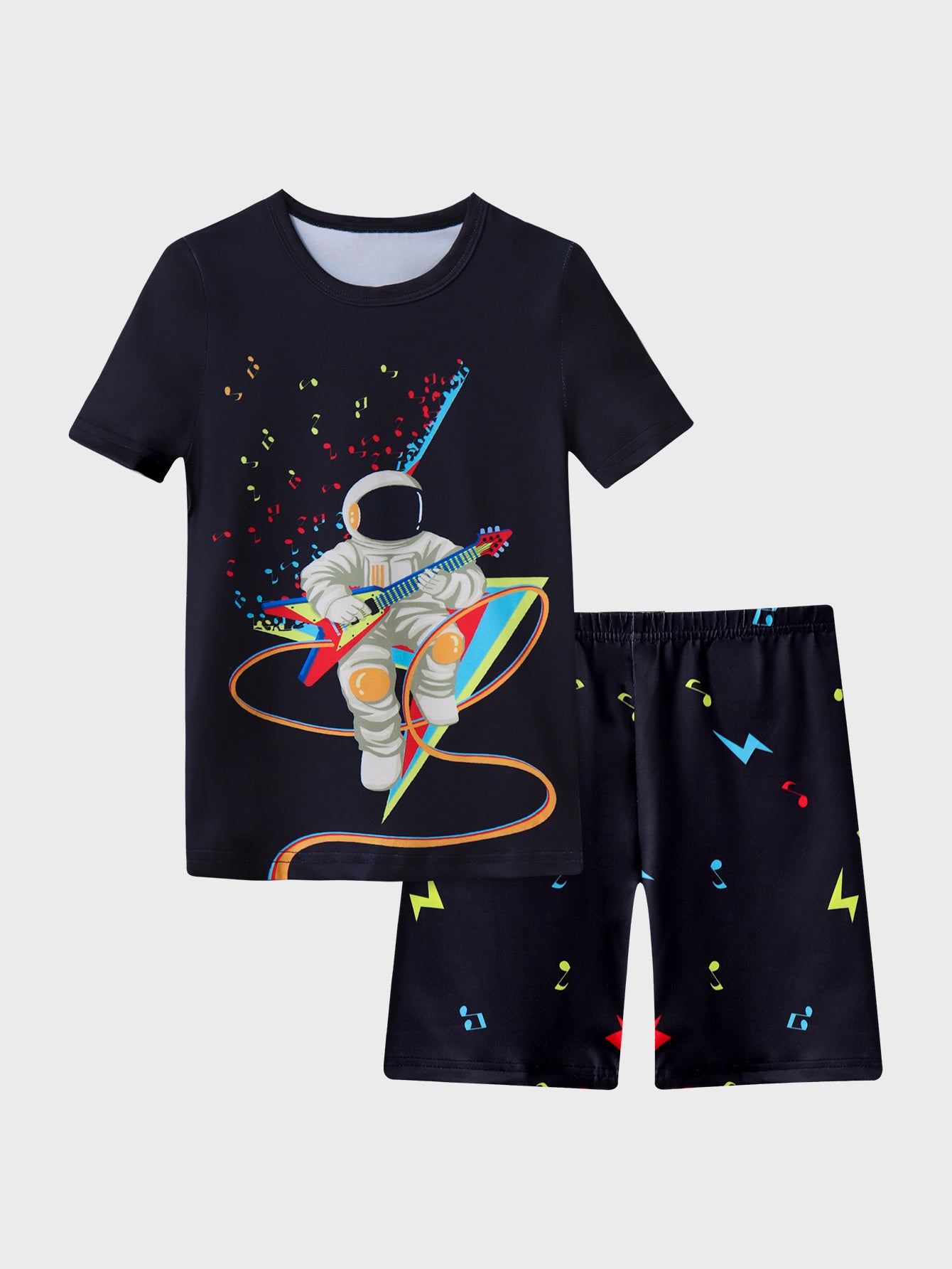 Boys Astronaut Music Print T-shirt & Shorts Set