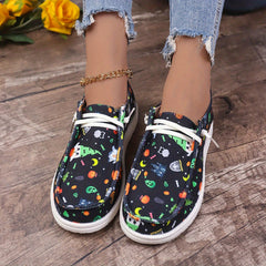 Halloween Pumpkin Skeleton Pattern Slip On Loafers