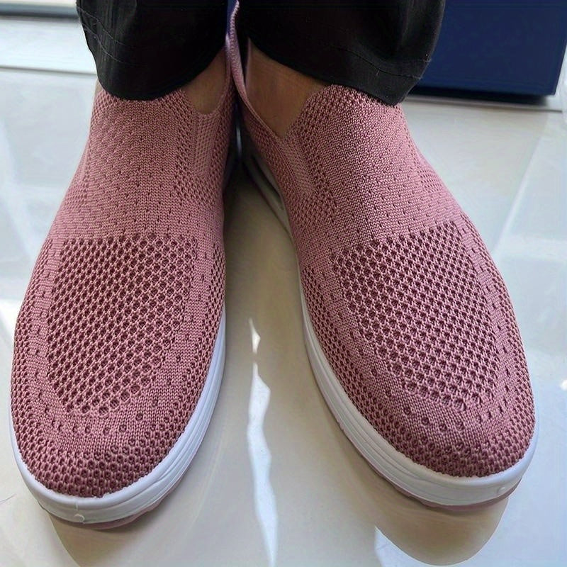 Women's Mesh Platform Sneakers Breathable Slip On Shoes