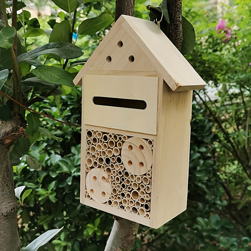 Wooden Mason Bee House Insect Hotel for Beneficial Insect Habitat