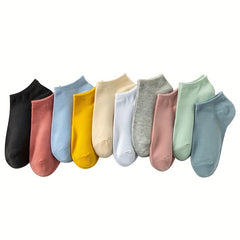 10 Pairs Women's Low Cut Ankle Socks Soft & Lightweight Solid Stockings