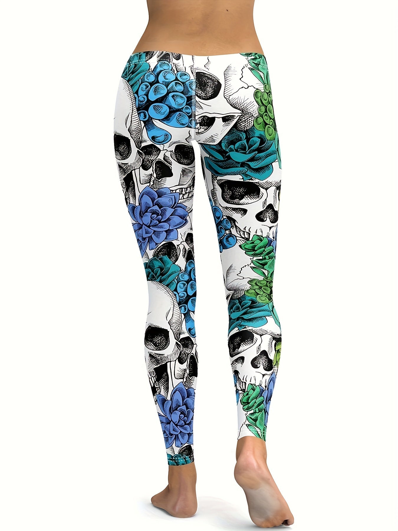 Spooky Halloween Skull Leggings High Stretch Workout Pants