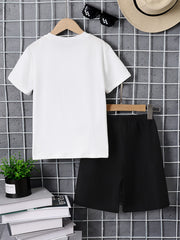 Boy's Teen Hooded T Shirt & Shorts Set for Summer