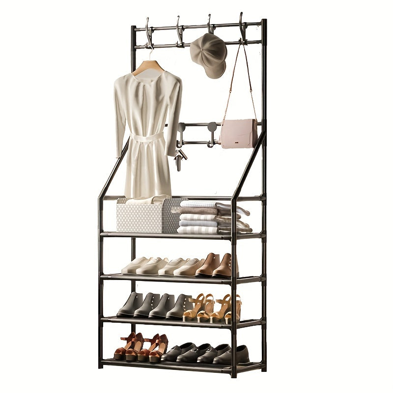 Coat Rack with Shoe Storage Bench and 8 Hooks