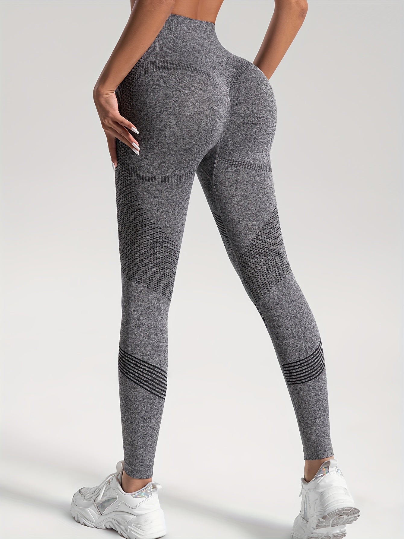 Stretchy Knit High-Waisted Leggings for Yoga and Running