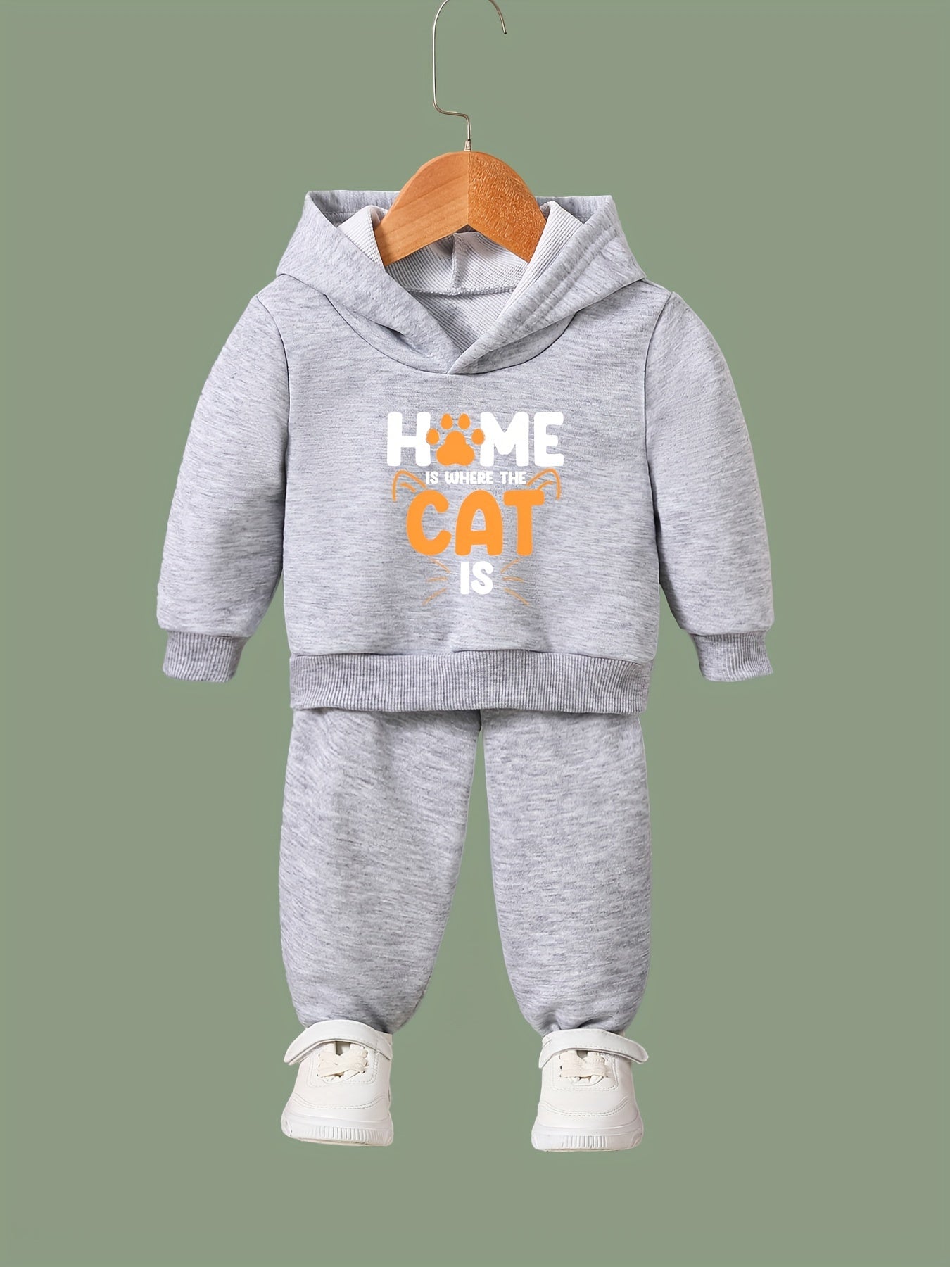 HOME IS WHERE THE CAT IS Print 2pcs Girls Outfits For Sports