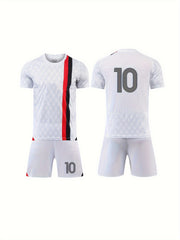 2pcs Boys Geometric Pattern Sports Football Training Outfit