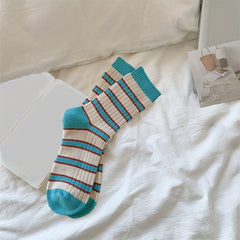 3 Pairs Colorblock Striped Socks - Women's Stockings
