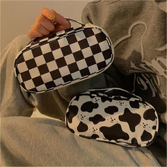 Checkerboard And Plaid Pencil Bag Girls Student Girls Ins Stationery Bag