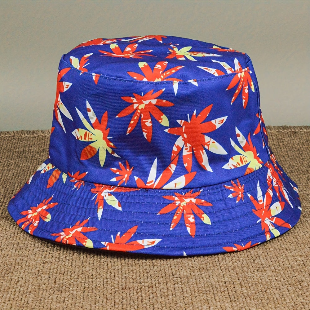 Maple Leaf Print Bucket Hat Sun Protection Outdoor Hat