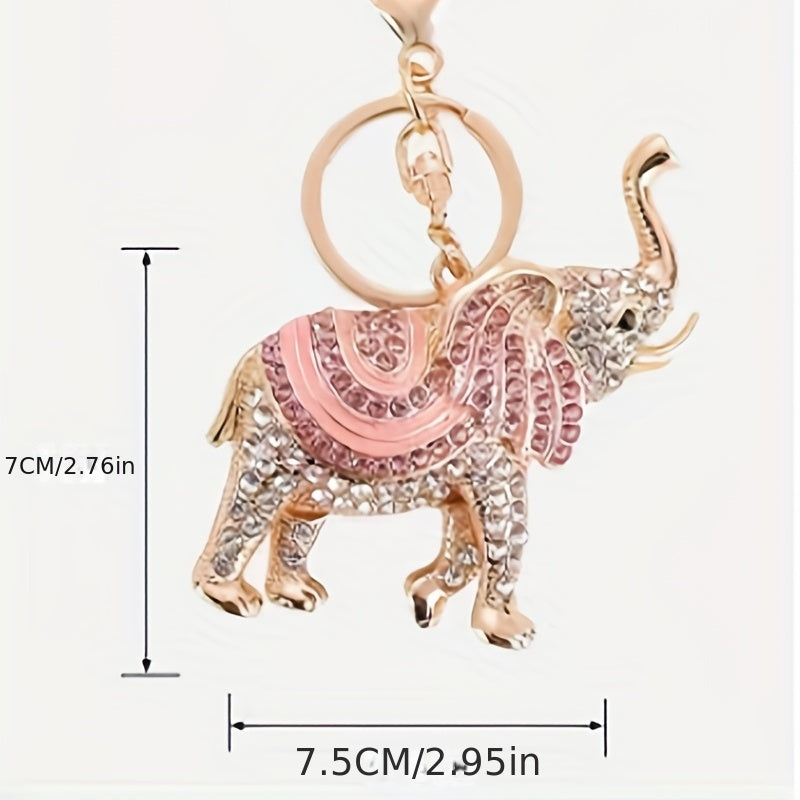 Cute Rhinestone Elephant Keychain for Handbag Car Charm Gift