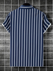 Men's Striped Print Casual Shirt for Summer