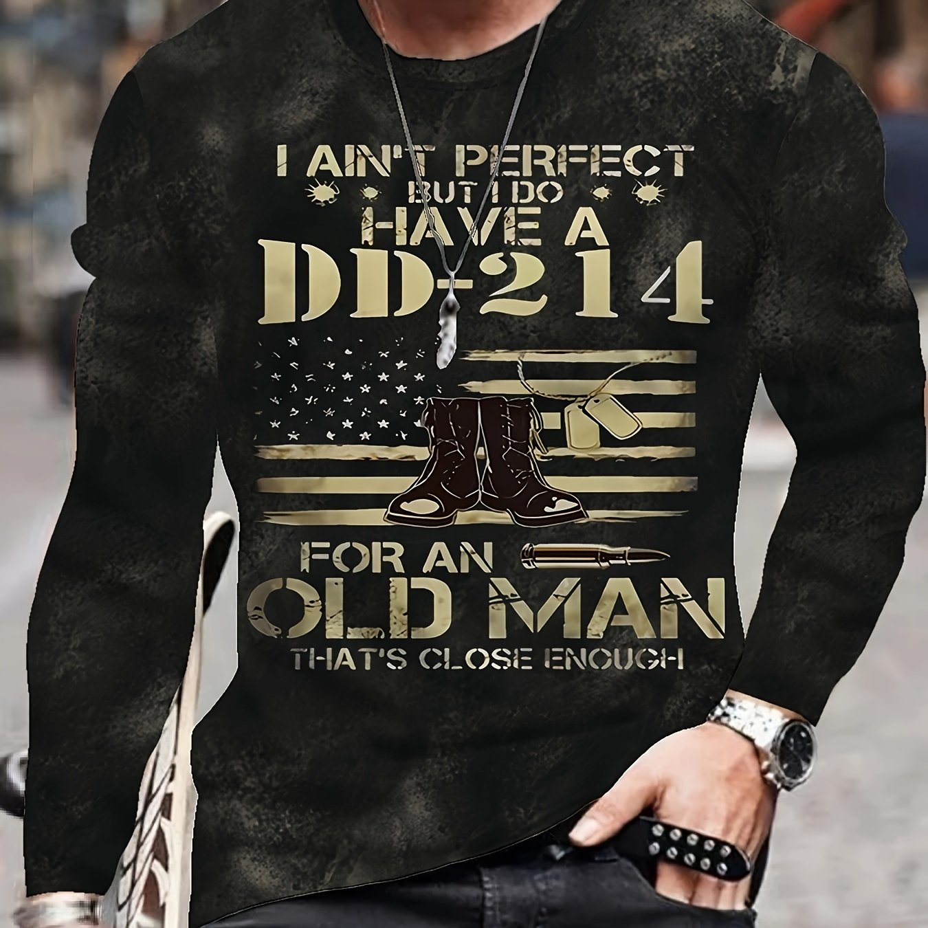 DD 53 Print Men's Long Sleeve Vintage Novelty Tee